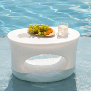 Amped Stool/Table with WHT&BLK Cupholders